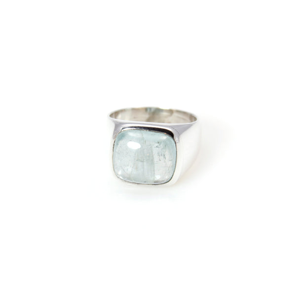 Ring - Signature Aquamarine Cabochon Square Cut Sterling Silver
