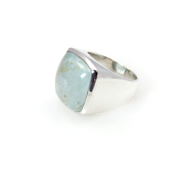 Ring - Signature Aquamarine Cabochon Square Cut Sterling Silver